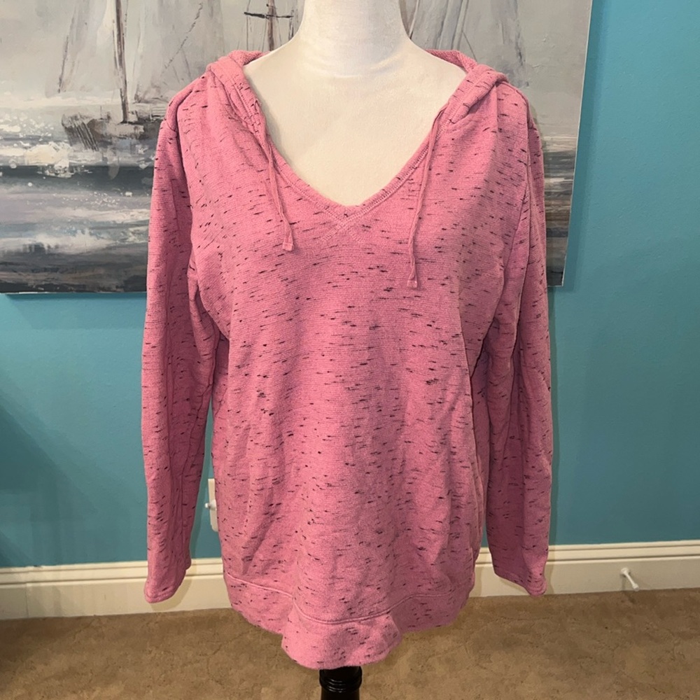 Loft Hooded Pink Pullover Sweatshirt, Large